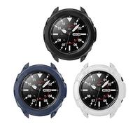 TenCloud Accessories Compatible with Samsung Galaxy Watch 3 45mm Case, Protective Case Protector Cover with Bezel Ring Loop Adhesive Cover for Galaxy Watch 3 SM-R840 Smartwatch (Black+Blue+White)