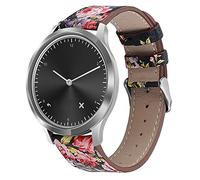 TenCloud Replacement Bands Compatible with Garmin Vivoactive 3/Vivoactive 3 Music Strap Quick Release 20mm Leather Printing Wristband Strap Bracelet (Pink flower)