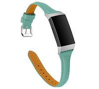 TenCloud Replacement Straps Compatible with Fitbit Charge 4/Charge 3 Strap, Slim Leather Flower Printing Wristband Bracelet Adjustable Arm Band for Charge 4/Charge 3/Charge 3 SE (Teal)