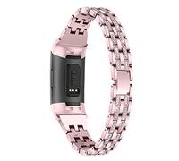 TenCloud Replacement Straps Compatible with Fitbit Charge 4/Charge 4 SE/Charge 3 Strap, Metal Bands Bling Bling Rhinestone Wristbands for Women for Charge 4/Charge 3 Fitness Tracker (Rose pink)
