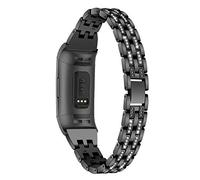 TenCloud Replacement Straps Compatible with Fitbit Charge 4/Charge 4 SE/Charge 3 Strap, Metal Bands Bling Bling Rhinestone Wristbands for Women for Charge 4/Charge 3 Fitness Tracker (Black)