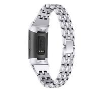 TenCloud Replacement Straps Compatible with Fitbit Charge 4/Charge 4 SE/Charge 3 Strap, Metal Bands Bling Bling Rhinestone Wristbands for Women for Charge 4/Charge 3 Fitness Tracker (Silver)