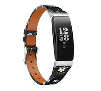 TenCloud Straps Compatible with Fitbit Inspire 2 Strap, Super Soft Slim Leather Replacement Wrist Band Printed Floral Bracelet for Inspire 2/Inspire/Inspire HR Fitness Tracker (Green)