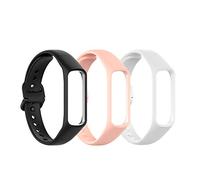 TenCloud Straps Compatible with Samsung Galaxy Fit e SM-R375 Strap, Soft Silicone Sport Replacement Strap for Galaxy Fit e SM-R375 Fitness Tracker (Black+Pink+White)