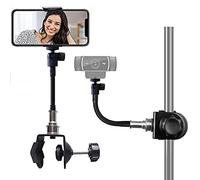 Tencro Mic Stand Phone Holder, Webcam Mount, Camera Flash Light Clamp for Cellphones, Logitech Webcam C920 C930, LED Lights, Microphone - Music Stand Holder (1/4" Threads)