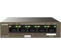 Tenda Poe Switch Desktop/Wall TEG1105PD,5 Ports Gigabit 10/100/1000 Mbit,PoE power supply/receive integration,One cable for data and power, Simplicity of Use,Metal Case