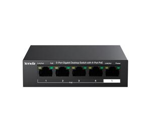 Tenda TEG1105P, 5 Port Gigabit PoE Switch Compatible with IEEE 802.3af/at Devices, Unmanaged PoE Switch with 4 Port PoE+@63W, Plug & Play, Fanless & Metal Design, Limited Lifetime Protection