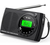 Tendak Small Portable FM/AM/SW Radio with Green LCD Display, Headphone Jack, AA Battery Operated