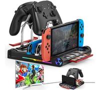 Tendak Switch Docking Station, TV Dock Station for Nintendo Switch/Switch OLED, LED Charging Station for JoyCon, Switch Controller Charger with 8 Switch Games Card Storage