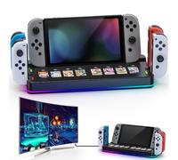 Tendak Switch Docking Station, TV Dock Station for Nintendo Switch/Switch OLED, LED Charging Station for JoyCon, Switch Controller Charger with 8 Switch Games Card Storage