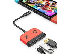 Tendak USB C to HDMI Adapter for Switch 3 in 1 USB-C HUB with USB 3.0 PD Charging Port Type C to 4K HDMI Converter for Nintendo Switch/Switch OLED MacBook Pro Samsung S22 Huawei Mate 30 (Red)