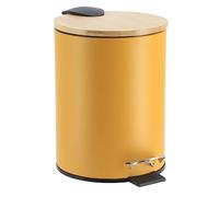 Tendance Pedal Bin 2.5L Mustard Yellow Metal with Bamboo Lid