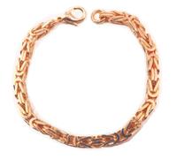 Tendenzalia Bizantine Byzantine Bracelet Square Original Italian Chain 18 Carat Rose Gold-Plated or Doublé 5 mm Wide Choice of Length, Brass