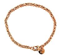 Tendenzalia Bizantine Byzantine Bracelet Square Original Italian Chain 18 Carat Rose Gold-Plated or Doublé 3 mm Wide Choice of Length, Brass