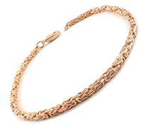 Tendenzalia Bizantine Byzantine Bracelet Square Original Italian Chain 18 Carat Rose Gold-Plated or Doublé 2.4 mm Wide Choice of Length, Brass