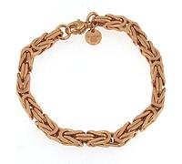 Tendenzalia Bizantine Byzantine Bracelet Square Original Italian Chain 18 Carat Rose Gold-Plated or Doublé 6 mm Wide Choice of Length, Brass