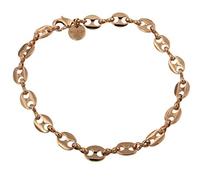 Tendenzalia Coffee Bean Bracelet Original Italian Marina Chain 18 Carat Rose Gold-Plated or Doublé 7 mm Wide Choice of Length, Brass