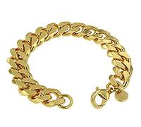 Tendenzalia Curb Bracelet Original Italian Grumetta Chain 18 Carat Gold-Plated or Doublé 13 mm Wide Choice of Length, Brass