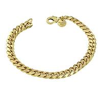 Tendenzalia Curb Bracelet Original Italian Grumetta Chain 18 Carat Gold-Plated or Doublé 7 mm Wide Choice of Length, Brass