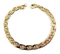 Tendenzalia Italian Traversino Chain Bracelet 18 Carat Gold-Plated or Doublé 7 mm Wide Choice of Lengths, Brass