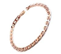 Tendenzalia Italian Traversino Chain Bracelet 18 Carat Rose Gold-Plated or Rose Doublé 5 mm Wide Choice of Lengths, Brass