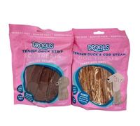Tender Dog Treats 300g - Over 90% Real Meat, Low Fat, No Artificial Colours - Cod Steak, Duck Strip & Combo Pack - Natural Chews for Dogs - Zvire (600g, Bundle Of Both)