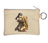 Tender Embrace Between Two Warriors Key Chain Coin Purse Beige