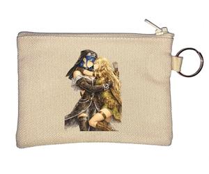 Tender Embrace Between Two Warriors Key Chain Coin Purse Beige