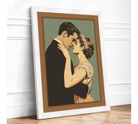 Tender Embrace Vintage Framed Wall Art Print A3 (42×29.7cm) White, Wall Decor for Living Room, Bedroom, Office & Home, Ready to Hang, Art Gift