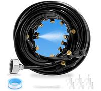 TENDER EPOCH Misters for Outside Patio Water Misting Cooling System,50FT (15M) Misting Line + 15 Mist Nozzles + a Brass Adapter(3/4"),Outdoor Water Mister System for Garden, Greenhouse, Trampoline