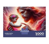 Tender Father Daughter Interaction 1000 Piece Jigsaw Puzzle Paper for Adults Modern Art Scene Relaxation Family Focus Home Decor Gift 52x38cm/1000pcs