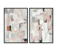 Tender Grey Set Canvas Print Gold Boho Wall Decor Set by Art Remedy, Black Frame, 16 x 24