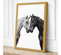 Tender Horses Modern Canvas Wall Art Print 36x24 Inch (91 x 61 cm)