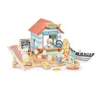 Tender Leaf Toys - Sandy’s Beach Hut - Wooden Toy Seagull Family with Fish and Chips Beach Hut and Accessories - Imaginative Play Set - Develop Creative Storytelling - Fine Motor Skills - Age 3+