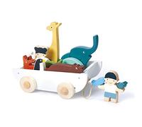 Tender Leaf Toys The Friend Ship - Wooden Wheeled Boat of Chunky Animals and Children
