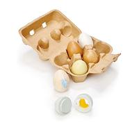 Tender Leaf Toys Wooden Eggs - Wooden Pretend Play Half Dozen Eggs in a Carton