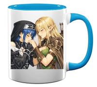 Tender Moment Between Two Warriors Ceramic Tea Coffee Mug Light Blue