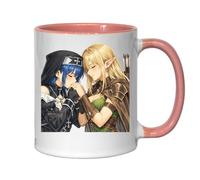 Tender Moment Between Two Warriors Ceramic Tea Coffee Mug Pink
