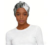 Tender Monochrome Elephant Printed Women Turban Headscarf Hat, Elastic Pre-Tied Sleep Cap for Work Outdoor Daily