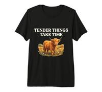 Tender Things Take Time Highland Cow Cottagecore Premium T-Shirt