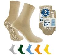 TenderGentle Hospital Socks with Grips - Soft, Stretchy, Grippy Socks - Hospitals and Nursing Homes, Tan, X-Large-XX-Large
