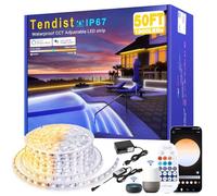 TENDIST 16.8M Neon Led Strip Light Outdoor IP67 Waterproof, Cool & Warm White Led Strip Light Compatible with Alexa, 24V WiFi 3000K-6500K Dimmable Flexible Neon Led Rope Light for Balcony, Eave, Yard