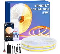 TENDIST COB Led Strip 14M, 3000-6500K CRI90+ Led COB Strip Light, 24V Super Bright Dimmable Warm White to Cool White Ruban, COB LED Strip Light for Interior Decoration (Warm White to Cool White, 14M)