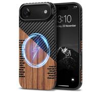 TENDLIN Magnetic Case Compatible with iPhone Air Case Wood Grain with Carbon Fiber Texture Design Leather Hybrid Slim Cover (Compatible with MagSafe) Twill