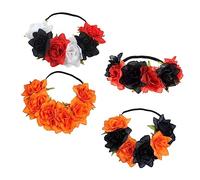 TENDYCOCO 16 Pcs Artificial Flower Hair Accessories Rose Flower Crown Headband Wedding Garland Garlands for Decor Halloween Headdress Party Decoration Mexican Flower Headband Fabric