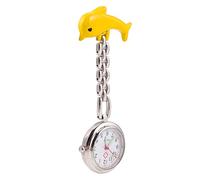 TENDYCOCO 1Pc Luminous Pocket Watch Fashionable Decor Hang Watch for Nurse Doctor Zinc Alloy Yellow Dolphin Design