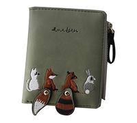 TENDYCOCO 1pc Party with Zip Folding Women, Pouch Pouches Portable Pocket Multi- Simple Multi-Card Cute Woman Storage Purse Dark Shopping Pu Wallet Green Pattern Birthday Front Aesthetic