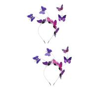 TENDYCOCO 2pcs Butterfly Headband Butterfly Fascinators Colorful Hair Ties Butterfly Fascinator Headband Headpiece for Women Hair Clip for Wedding Clothes Boho Outfit Plastic Purple