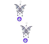TENDYCOCO 2pcs Butterfly Keychain Car Decor Key Fob Hanging Adorn Evil Eye Hanging Ornament Evil Eye Car Hanging Decor Turkish Style Decor Rearview Mirror Evil Eye Decor Plastic