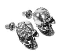 TENDYCOCO 2pcs Fashion Earrings Skull Earrings Silver Halloween Day of The Dead Diamond Skull Earring Studs Bones Bunny Figures Fashion Jewelry